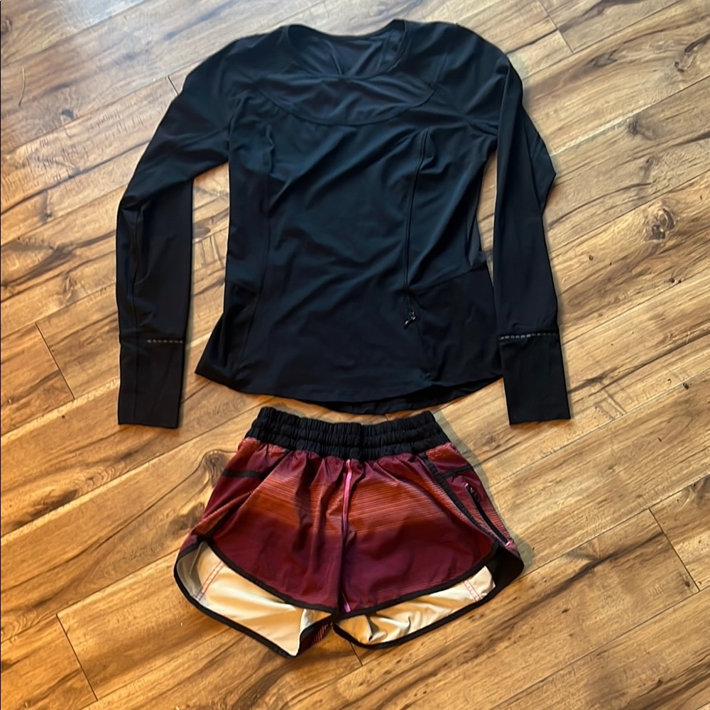 Lululemon Shorts and Long Sleeve Top Set